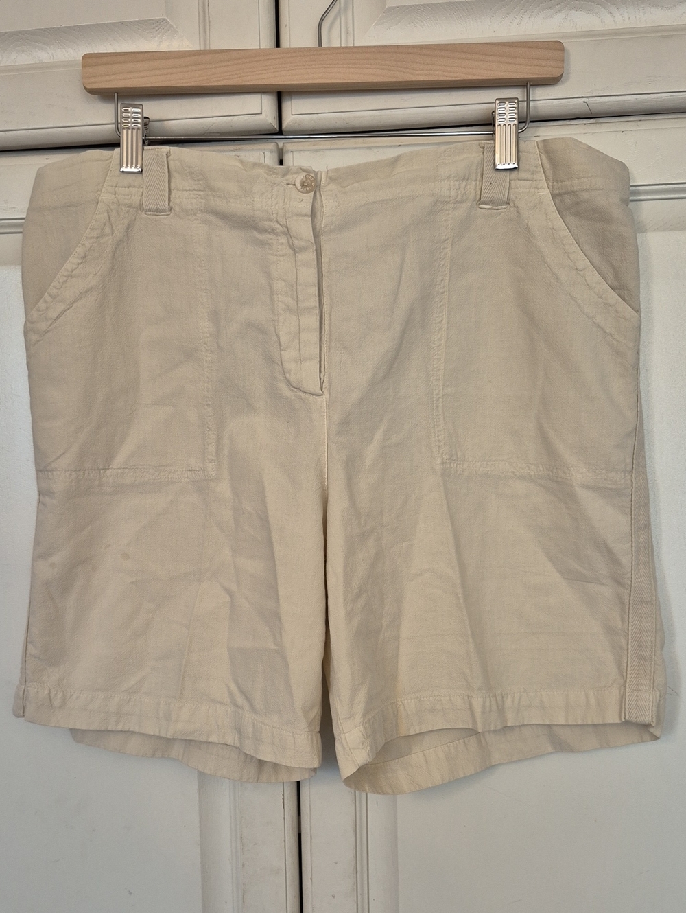 Women's Cream 100% Cotton Casual Shorts